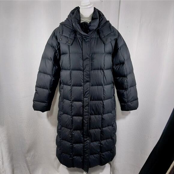 LANDS' END! STUNNING DOWN FILLED BLACK PUFFY STYLE HOODIE COAT, JACKET! SZ L - Picture 5 of 15